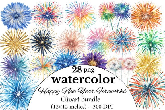 Download Happy New Year Fireworks Clipart Bundle - Happy new year Collection