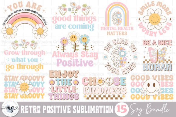 Download Retro Positive Quotes Sublimation Bundle - Positive quotes Collection