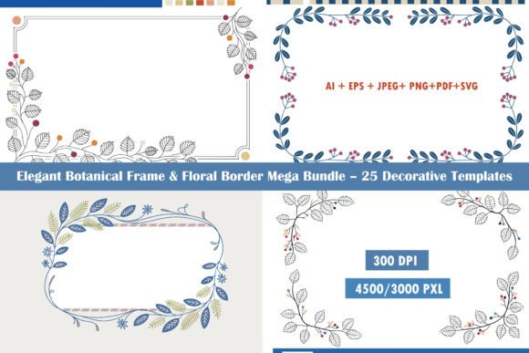 Download 25 Botanical Frame &amp; Border Bundle - Botanical Collection