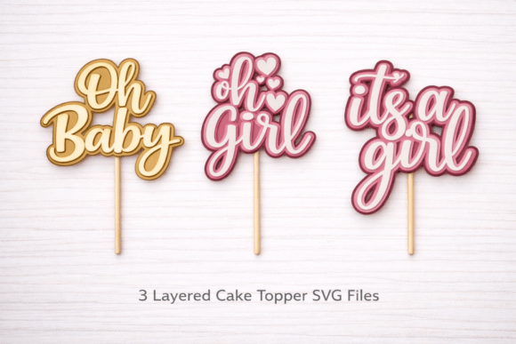Download Baby Girl Cake Topper SVG Bundle - Premium Resources