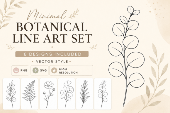 Download Minimal Botanical Line Art Set - Botanical Collection