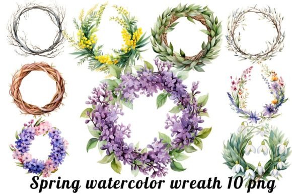 Download Watercolor Spring Wreath Bundle - Spring wreath Collection