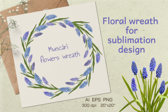 Download Spring Wreath of Muscári Flowers - Spring wreath Collection