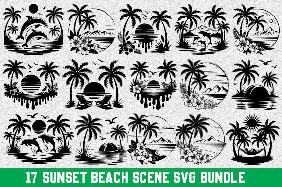 Download Sunset Beach Svg Bundle, Beach Scene Svg - Beach svg bundle Collection