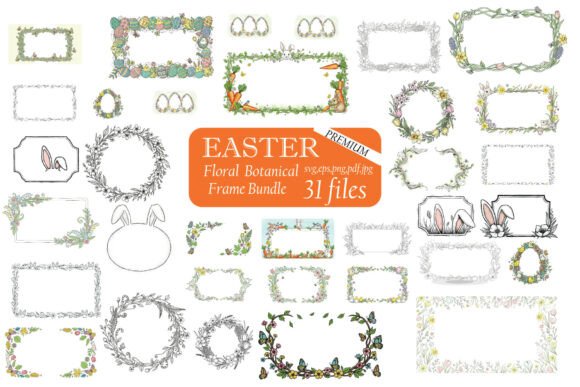 Download Easter Floral Botanical Frame Bundle - Botanical Collection