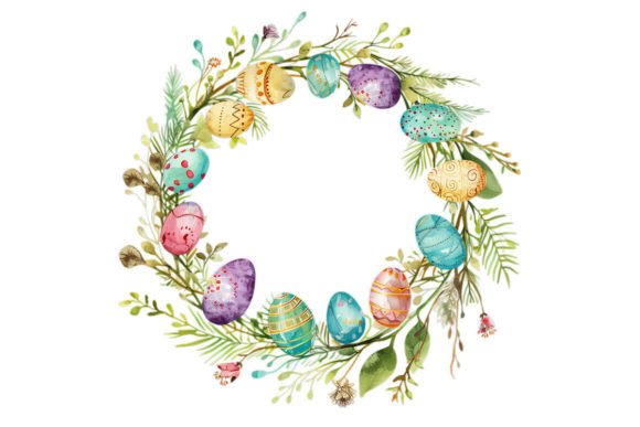Download Spring Wreath of Eggs and Flowers - Spring wreath Collection